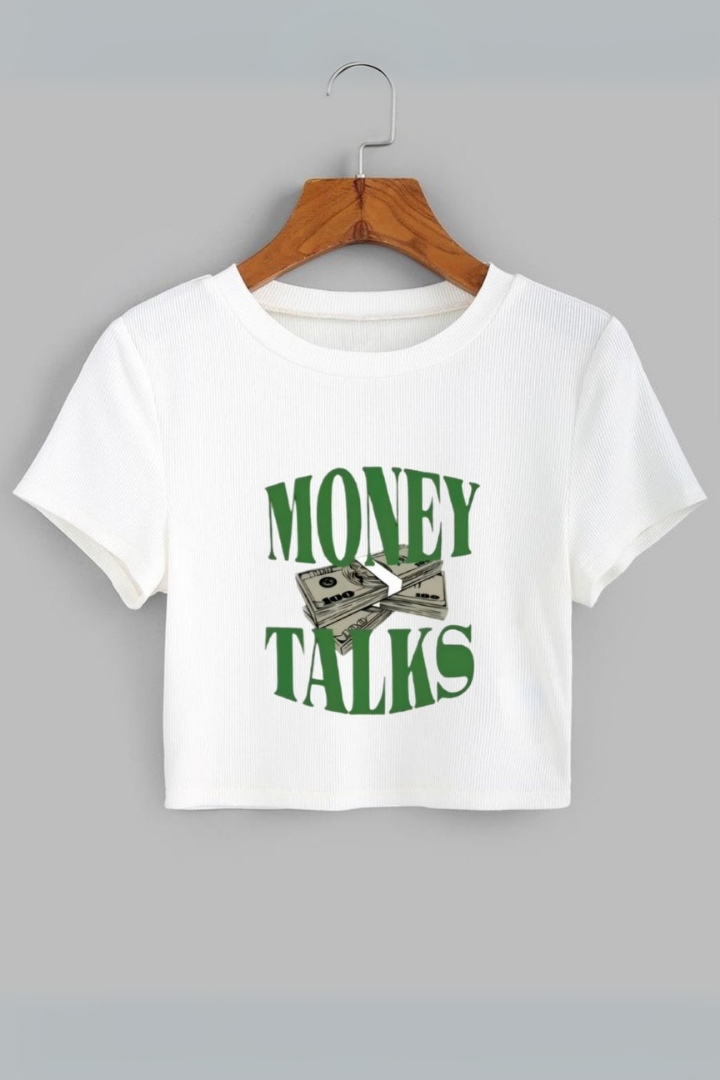 Money Talks Fitted Crop Top – Sass Meets Streetwear