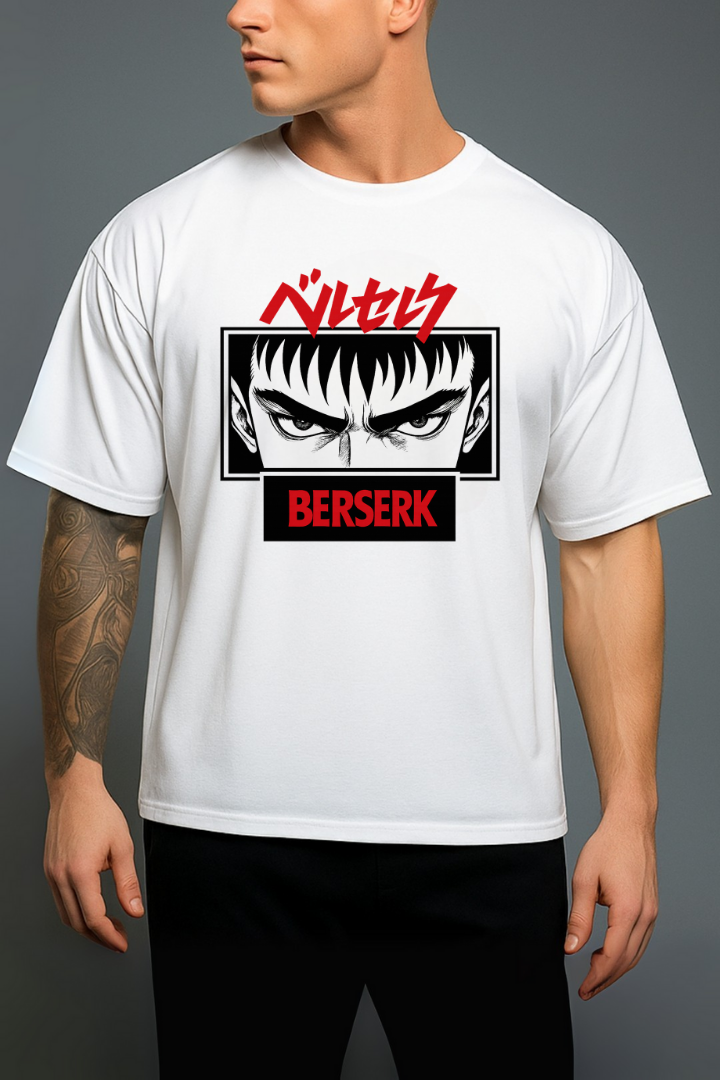 Guts Unleashed Oversized Anime T-Shirt – Berserk-Inspired Streetwear