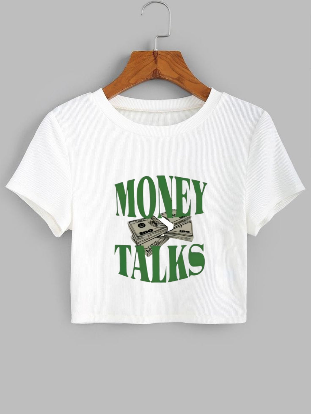 Money Talks Fitted Crop Top – Sass Meets Streetwear